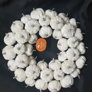 Martha Stewart Velveteen Ivory Pumpkin Seasonal Wreath, NWT